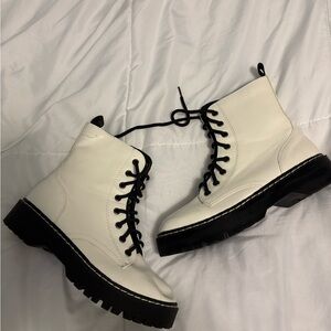 T.J.Maxx White and Black Combat Boots